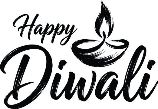 Happy Diwali hand lettering calligraphy design