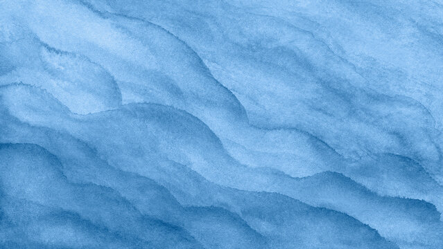 Blue azure turquoise abstract watercolor sea waves or sky texture background for  web banners design. Abstract background blue colors. Watercolor painting blue sea waves, clouds sky pattern gradient.