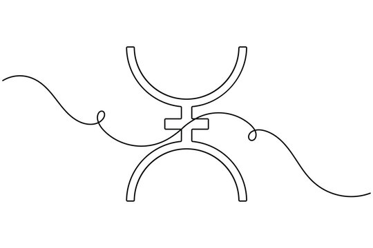 Continuous one line drawing of Proserpine asteroid symbol minimalist single art astrology sign and educational astronomy icon on white background