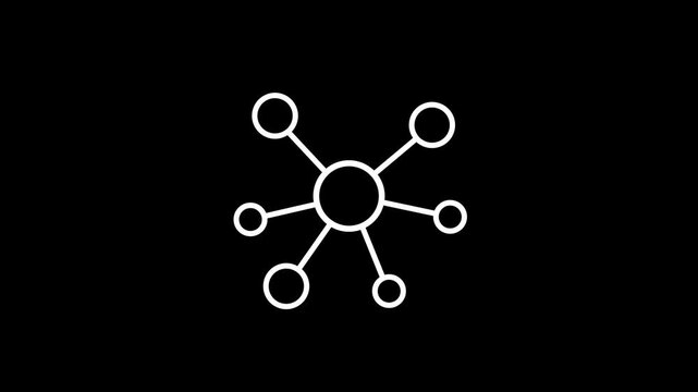 Animated Molecular Structure with Connected Nodes Isolated on black Background.Bio tech Molecular Node System Animation for Medical and Lab Info graphics