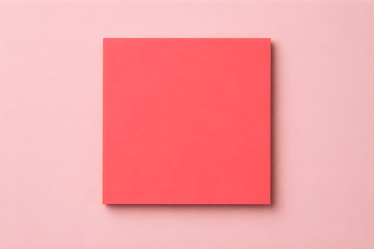 Minimalist pink square card mockup, blank paper canvas on pastel pink background, elegant greeting card template for branding and social media isolated on White Background ai