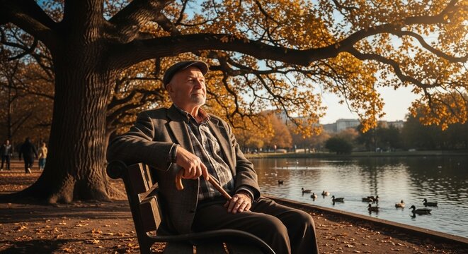 Senior man relaxing outdoors