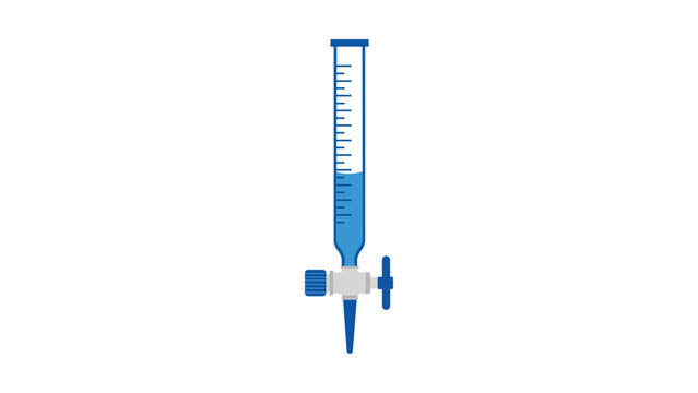 Scientific laboratory burette vector icon illustration with editable stroke, ideal for chemistry research and education projects, featuring a clean adjustable line weight for custom design needs.