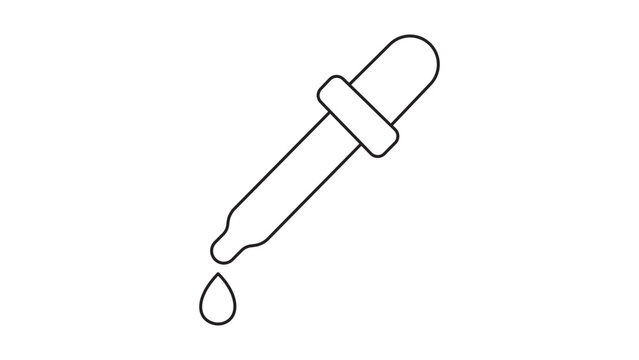 Modern pipette dropper vector icon with customizable line weight, professional laboratory equipment illustration for medicine and science projects, clean minimalist outline design isolated