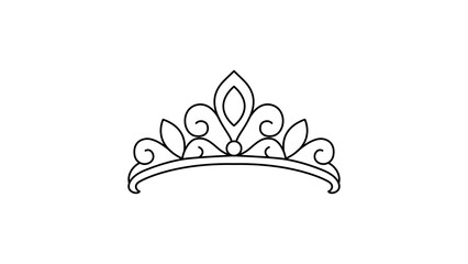 Sophisticated royal crown tiara vector icon illustration with an editable stroke, perfect for jewelry shop branding, bridal salon logos, princess theme graphics, and elegant fashion designs. © Mali