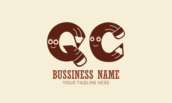 QC initials monogram letter text alphabet logo design