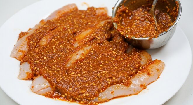 Seasoned fish fillets with sauce