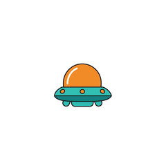 Fototapeta premium cute cartoon ufo flying in space alien spaceship graphic illustration