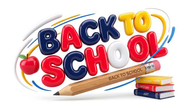 Back to school colorful cartoon pencil with school supplies and Back to School 2026, School Admission, Back to School, Back to School logo, Back to School Advertisement
