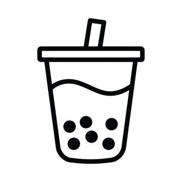 Cold refreshing drink with bubbles and straw in a cup.
