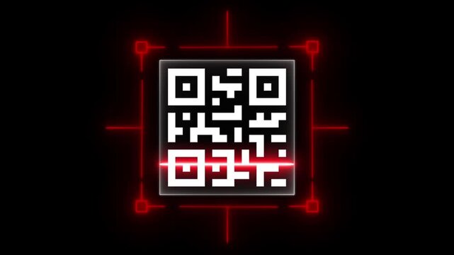 4K resolution QR code scanner animation isolated on black background. 4k video