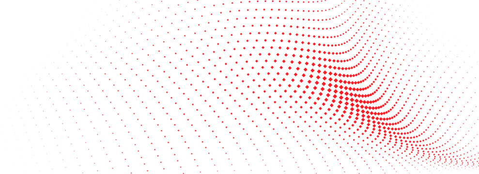 Red diamond halftone wavy pattern creating a dynamic abstract motion background