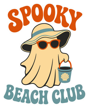 Playful spooky ghost at the sunny beach club