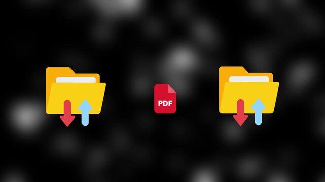 Two folders file transfer animation seamless loop. Suitable for business, data management, quick torrent of copying data from folder to folder on computer
