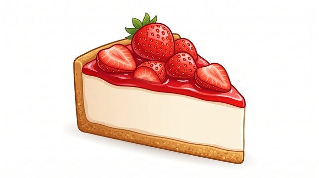 Delicious strawberry cheesecake slice topped with tempting slice cheesecake fruit topping confectionery illustration restaurant breakfast with homemade