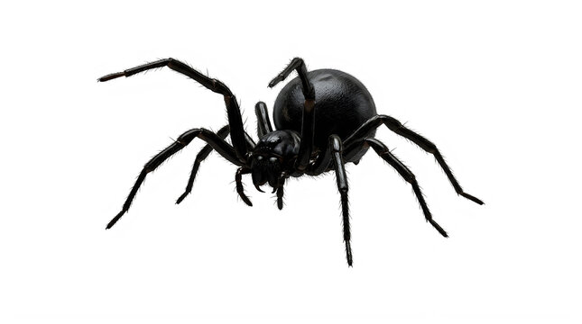 A large scary black spider standing and waiting on a flat surface for a spooky holiday event
