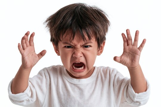 Child throws hands up in rage