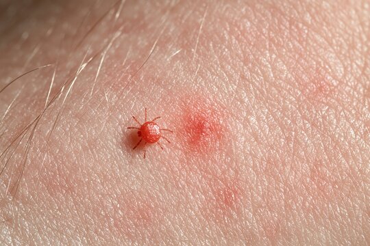 Tick on skin with red irritation