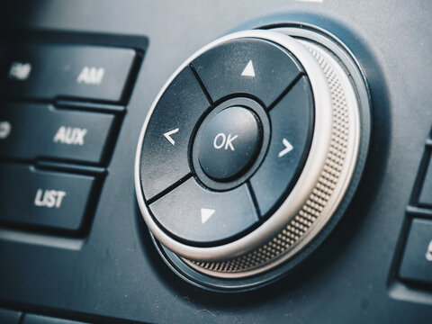 Close Up of a Car Stereo Control Knob