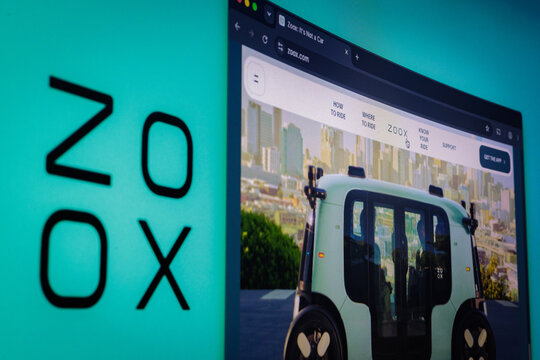 Porto, Portugal - July 23th, 2026: ZOOX logo and it's autonomous vehicle website on computer monitor