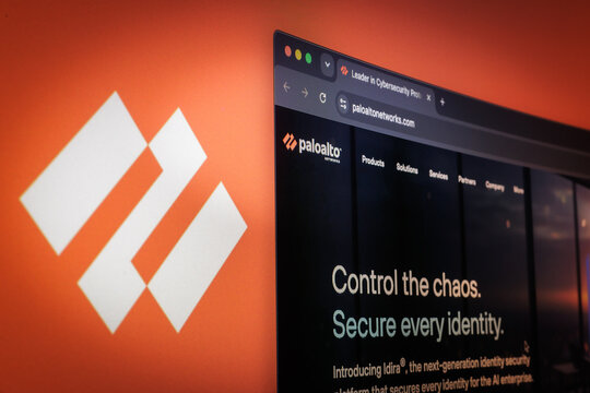Porto, Portugal - July 23th, 2026: Palo Alto Networks logo and it's identity security website on computer monitor in cybersecurity scene