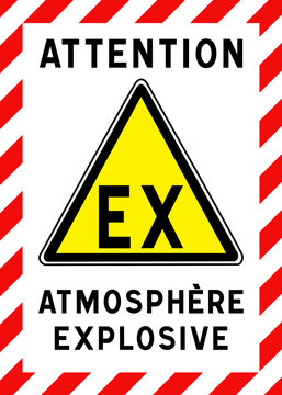 Panneau signal&eacute;tique EX, atmosph&egrave;re explosive, zone ATEX, s&eacute;curit&eacute; industrielle