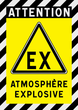 Panneau signal&eacute;tique EX, atmosph&egrave;re explosive, zone ATEX, s&eacute;curit&eacute; industrielle