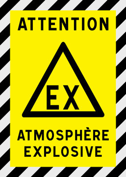 Panneau signal&eacute;tique EX, atmosph&egrave;re explosive, zone ATEX, s&eacute;curit&eacute; industrielle
