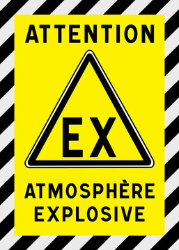 Panneau signal&eacute;tique EX, atmosph&egrave;re explosive, zone ATEX, s&eacute;curit&eacute; industrielle