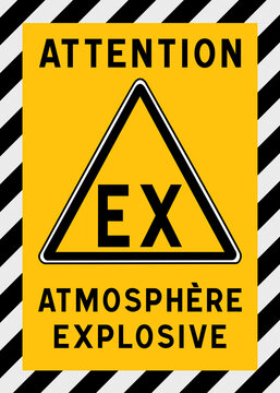 Panneau signal&eacute;tique EX, atmosph&egrave;re explosive, zone ATEX, s&eacute;curit&eacute; industrielle