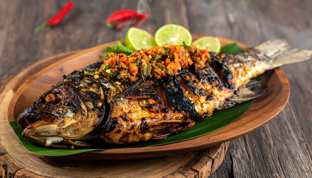 Indonesian Ikan Bakar Grilled Fish with Sambal