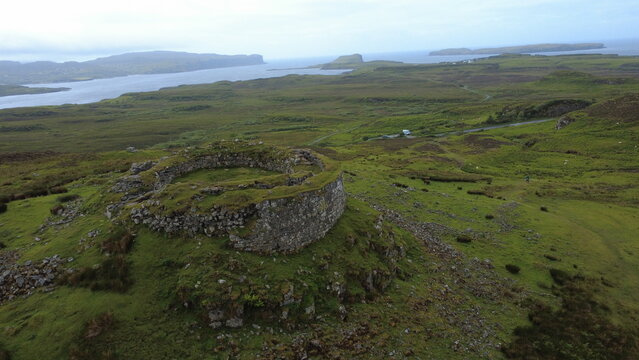 Ruins of Dun Beag Iron Age  Broch at Struan, Isle of Skye, Scotland, UK