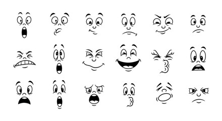 Fototapeta premium cartoon facial expressions illustrating various human emotions and feelings a vector illustration for communication and design.