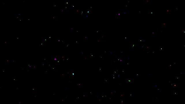 Motley confetti pop animation falling down, birthday party colorful confetti raining down, New Year or christmas celebration