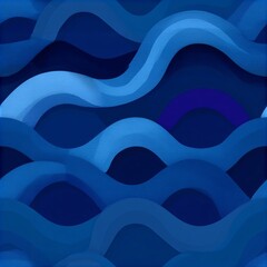 Fototapeta premium Abstract Seamless Vector Pattern Featuring Flowing Dark Blue Curves with Soft Gradient Background, 3