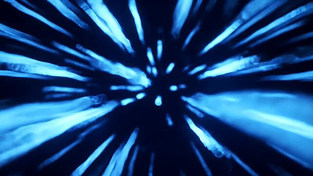 Abstract blue light streaks emanating from a central point.