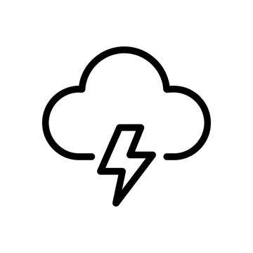 Minimalist cloud with lightning bolt icon. Simple weather symbol for storm warning and energy concepts.