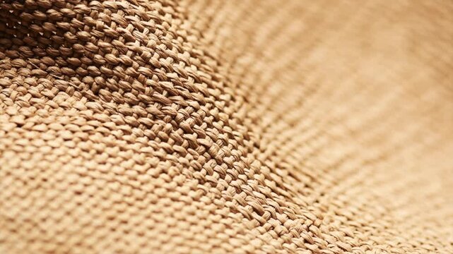 Wicker texture background, close up straw hat weave textile backdrop, top view, natural craft wallpaper. Closeup view of straw woven hand made texture background. Rotating 