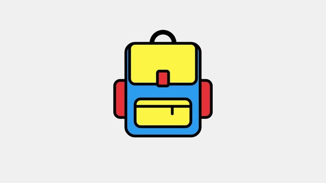Animated colorful backpack icon with flat design style on a clean light background