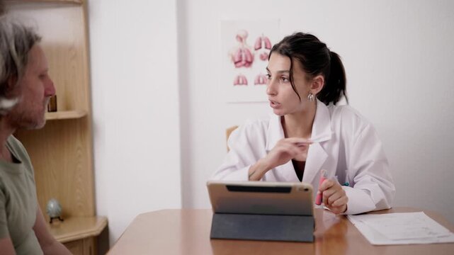 Young doctor advising patient to stop vaping during medical consultation