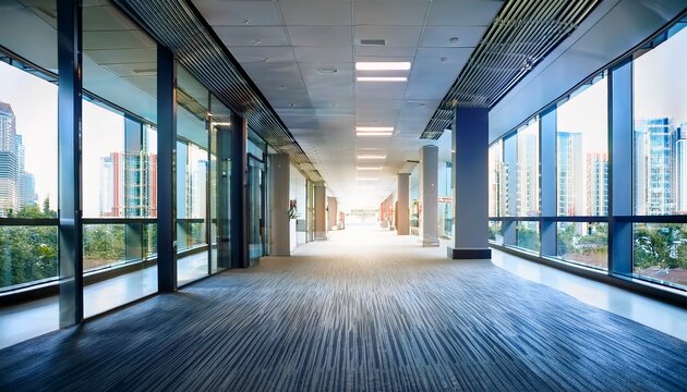 nice modern office with beautiful long office corridor with and defocused room background concepts and ideas for business presentation background wallpaper and backdrop ideas for corporate and commer