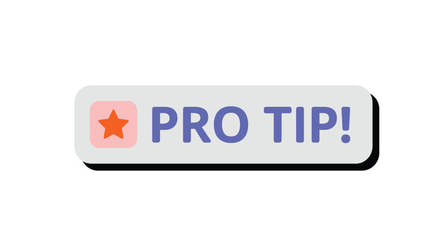 A simple vector illustration featuring a blue pro tip text label with an orange star
