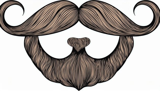 beard and swirl mustache on white
