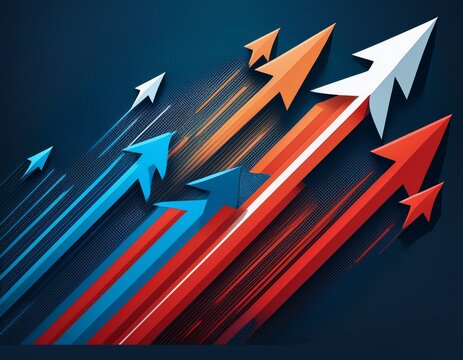 arrows adjust direction to avoid risk and continue forward representing business agility flexibility and adaptation to changing conditions