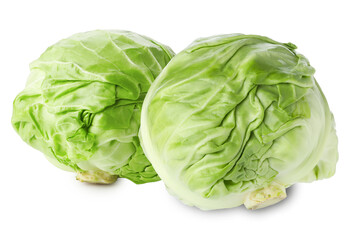 Obraz premium Young cabbage isolated on white. Two whole heads