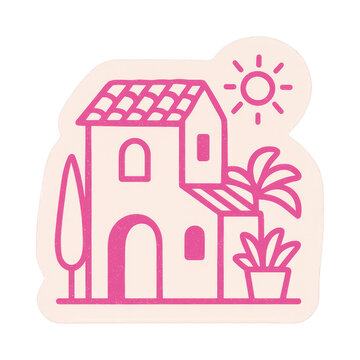 PNG Charming Mediterranean house illustration.