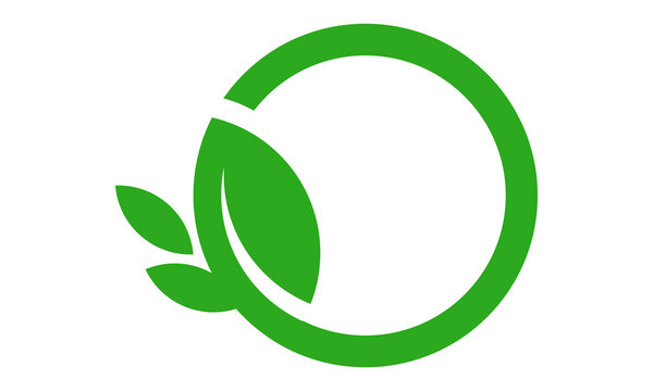 abstract green leaf circle logo template