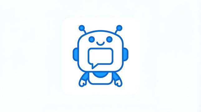 Cute robot chatbot icon with speech bubble for digital communication with friendly