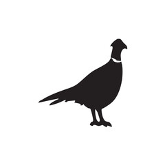 Fototapeta premium Black silhouette of a pheasant bird icon isolated on white background, Vector