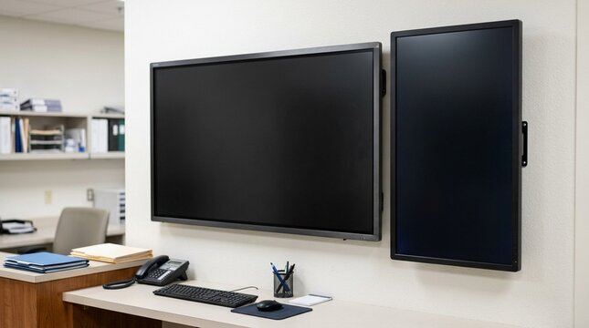 Digital Whiteboard Mounted with a Blank Status Screen beside a Nurses Station